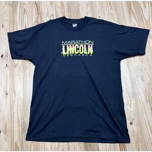 Vtg Screen Stars Single Stitch T Shirt Marathon Lincoln Nebraska Running XL USA